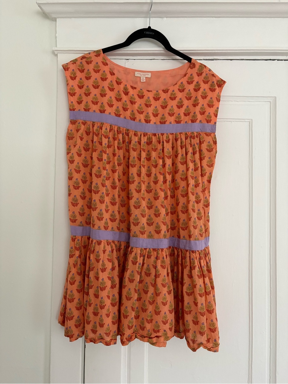 Pink Chicken Krista mini dress 100% cotton boho India orange dahlia size XS